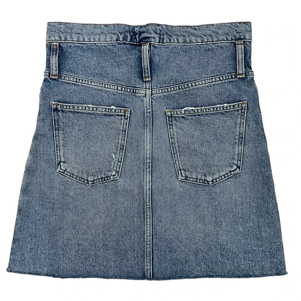 AGOLDE 90's Denim Mini Jean Skirt High Waisted Blue Cotton Festival Size 24 - Picture 7 of 13